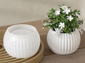 Molde silicona florero redondo medio rayado liso